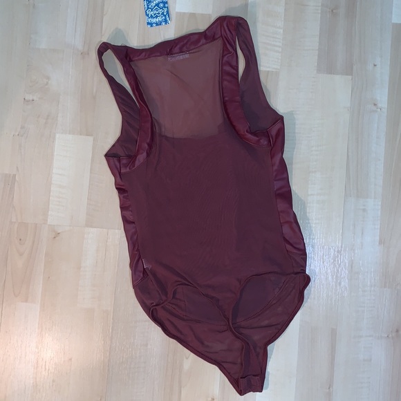 FREE PEOPLE SHE’S A VEGAN Leather & Mesh Bodysuit - Picture 6 of 10